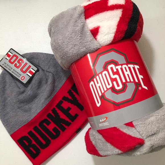 Accessories Nwt Ohio State Plush Throw And Beanie Set Poshmark